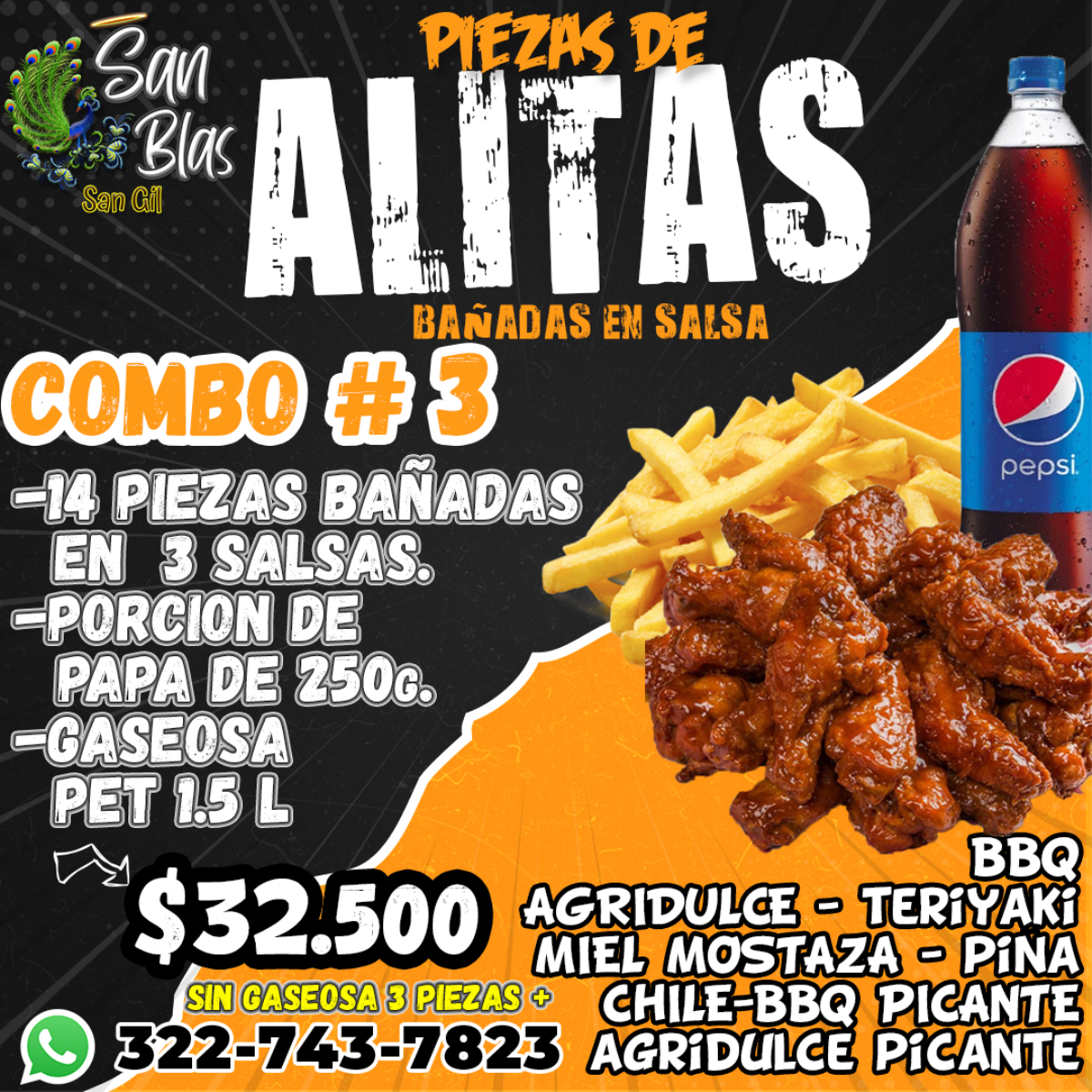 San Blas Cafe Bar Alitas - Alitas Combo 3